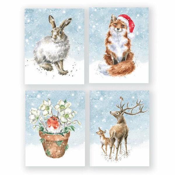 Wrendale Designs - Mini Boxed Christmas Cards - Hare Fox Robin Stag Charity