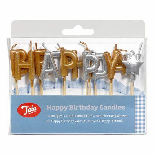 Tala Happy Birthday Candles in Gold & Silver