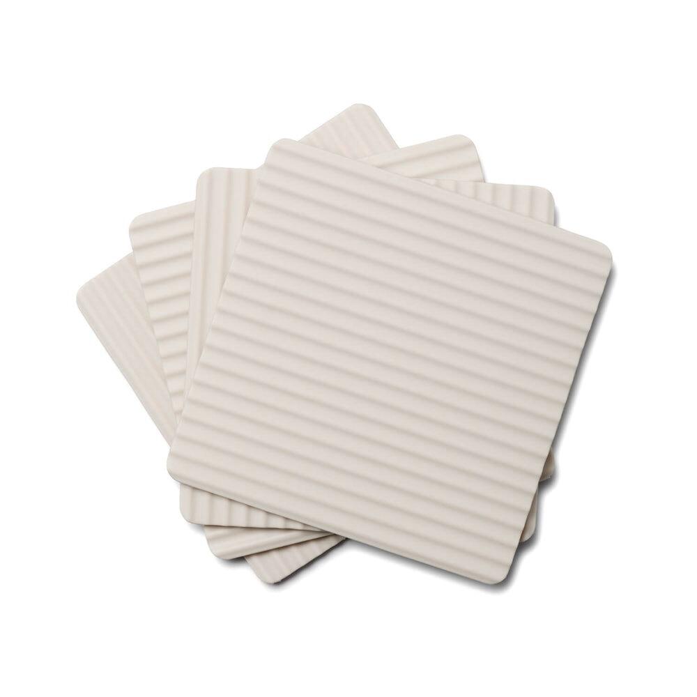 Zeal Silicone Square Coaster Trivet 9.5cm Set of 4 Cream