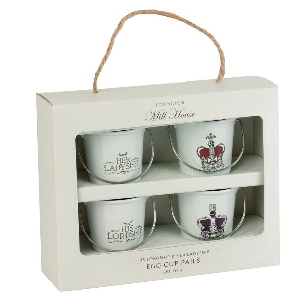 Mill House His Lordship & Her Ladyship Egg Cup Pails Set of 4