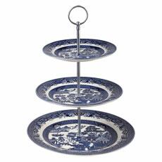 Churchill China Blue Willow 3 Tier Cake Stand
