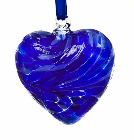Amelia Art Glass Friendship Birthstone Heart - Medium - Sapphire - September