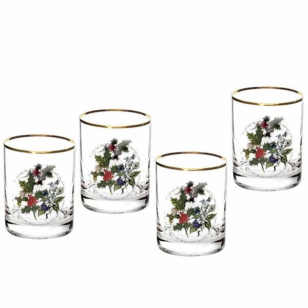 Portmeirion Holly & Ivy DOF Double Old Fashioned Glass Set of 4