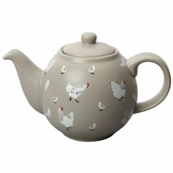 London Pottery Globe Teapot 6 Cup Pecking Order (Chickens)