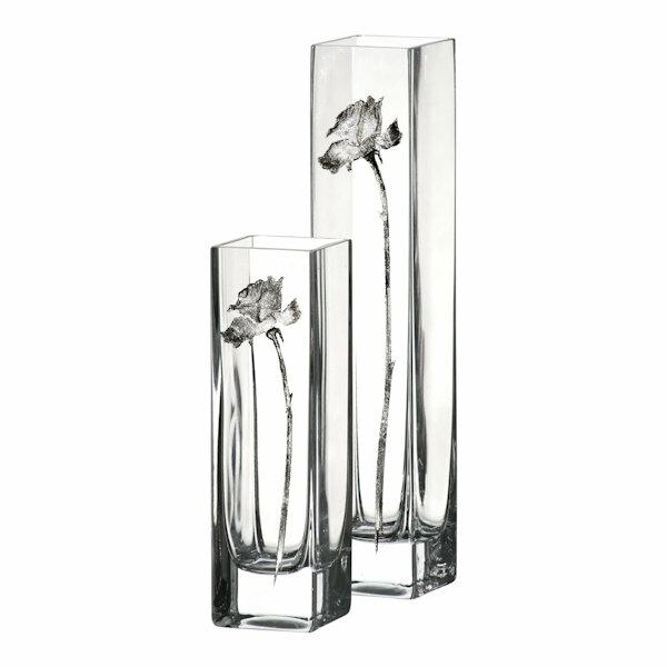 Nobile Glass Rose Silver Bud 30cm Vase