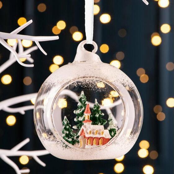 Galway Living Church Scene Hanging Bauble Ornament