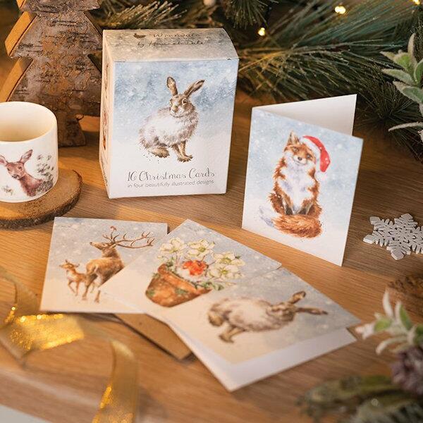 Wrendale Designs - Mini Boxed Christmas Cards - Hare Fox Robin Stag Charity