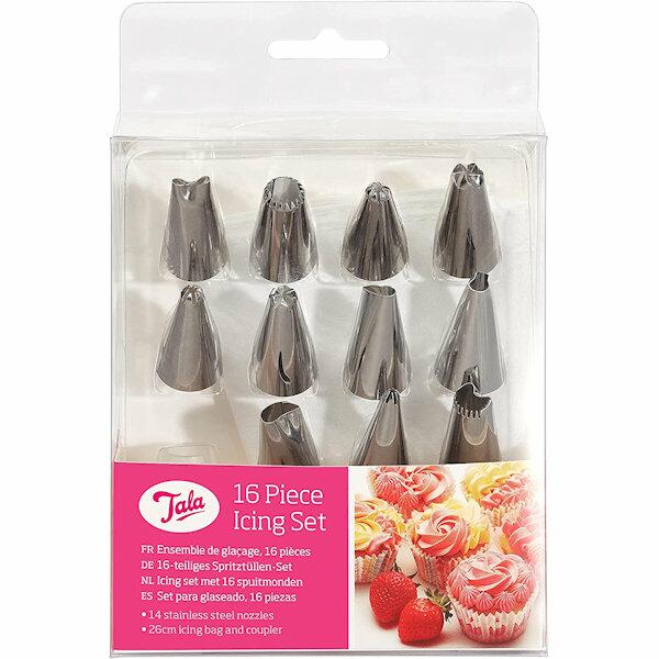 Tala 16 Piece Icing Set with 14 Nozzles Icing Bag and Coupler