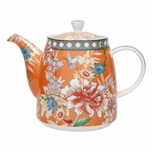 London Pottery Bell-Shaped Teapot with Infuser 1 Litre Coral Floral