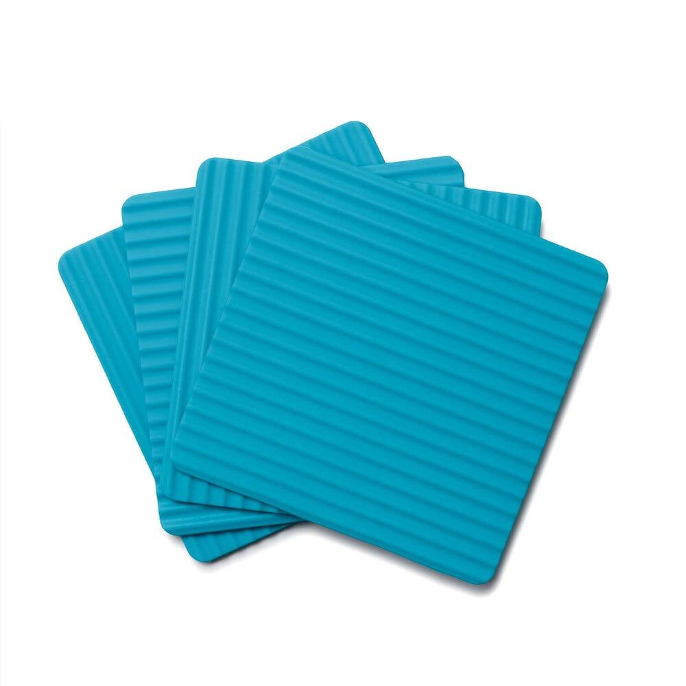 Zeal Silicone Square Coaster Trivet 9.5cm Set of 4 Aqua