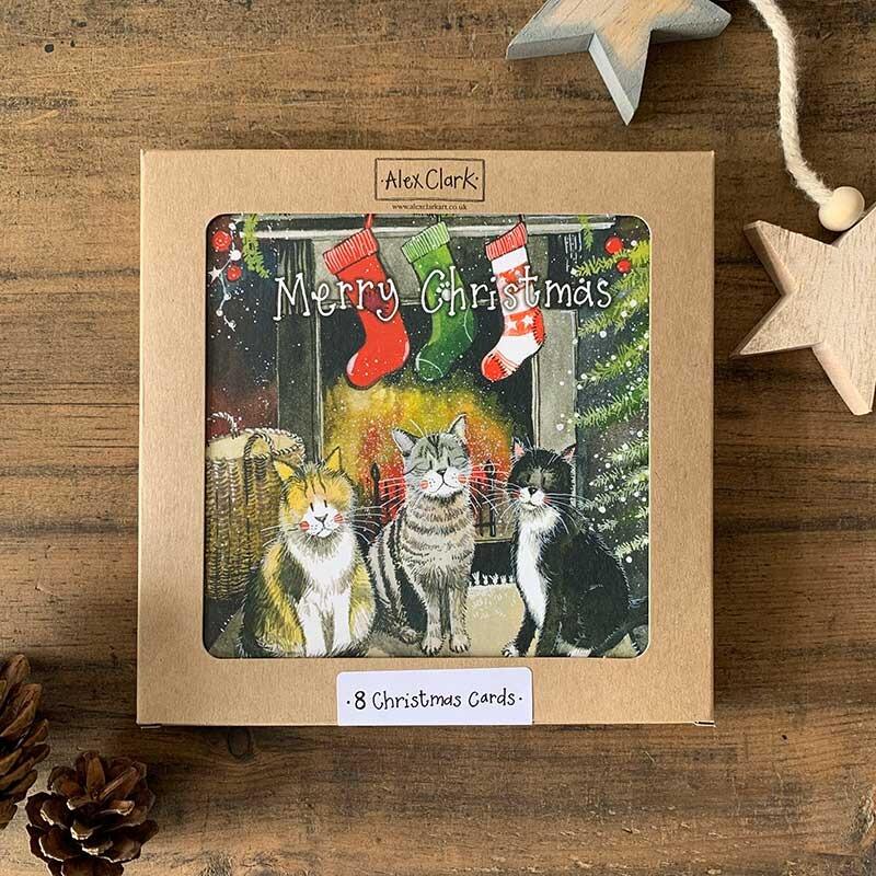 Alex Clark Christmas Cats Box Set of 8 Cards