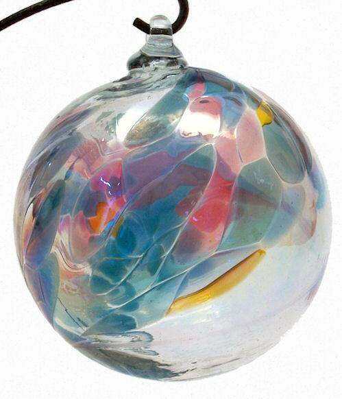 Amelia Art Glass Birthstone Globe March 10cm in Multicolour