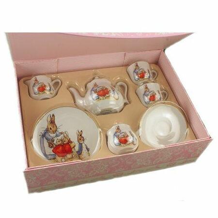 Beatrix Potter Peter Rabbit & Family Tea For 2 Set in Pink Box
