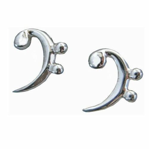 Music Gifts - Bass Clef Earrings - Sterling Silver