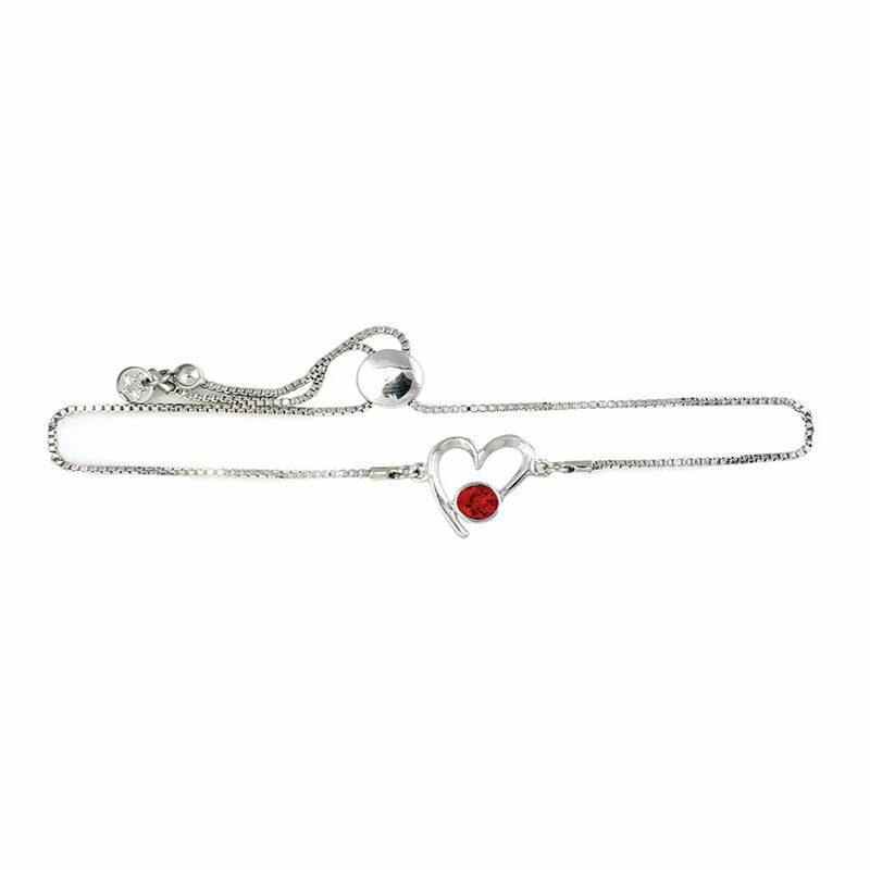 Lila Jewellery Birthstone Heart Slider Bracelet - January