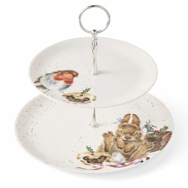 Royal Worcester Wrendale Designs - Cake Stand 2 Tier Robin & Bunny