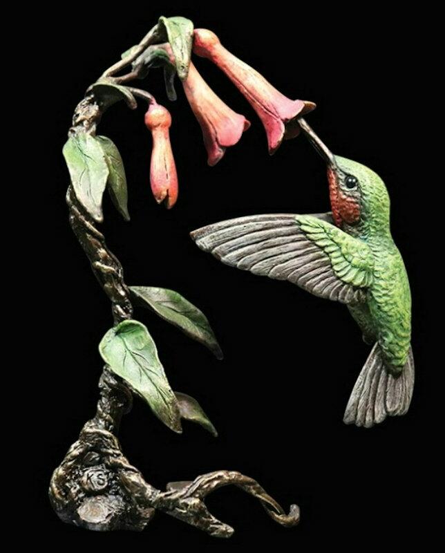 Richard Cooper - Bronze Hand Painted Hummingbird - In Wooden Box Limited Edition 150