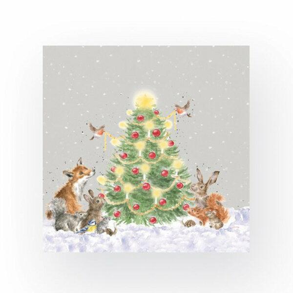 Wrendale Designs - Napkins - Cocktail - Oh Christmas Tree Woodland Animals