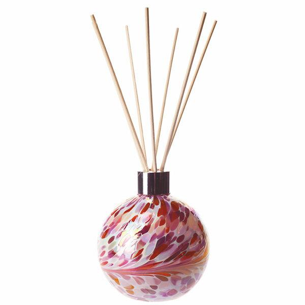 Amelia Reed Diffuser Glass Sphere in Pink, Peach & White Iridescence (with Reeds)