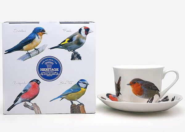 Heritage Bone China - Large Breakfast Cup & Saucer - Garden Birds Boxed