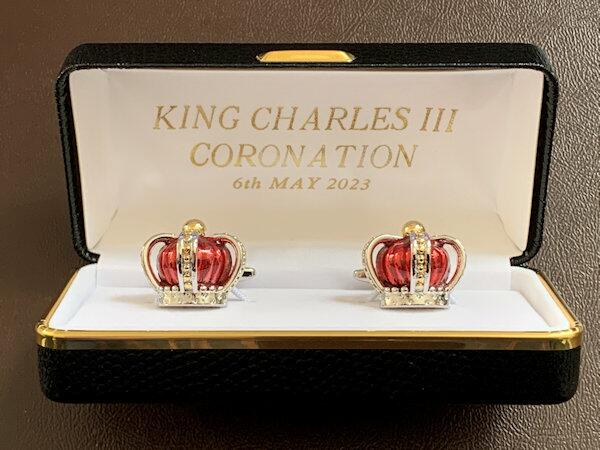 Crown Cufflinks Red in King Charles III Coronation Gift Box