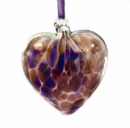 Amelia Art Glass Friendship Birthstone Heart - Medium - Amethyst - February
