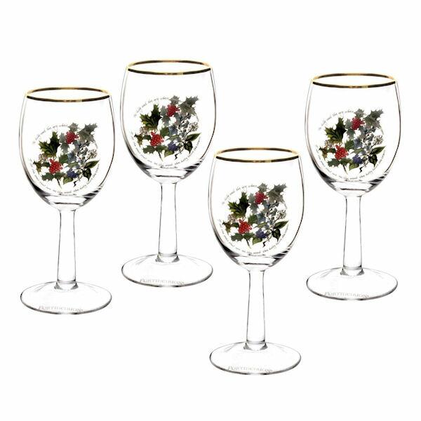 Portmeirion Holly & Ivy Wine Glass Set of 4