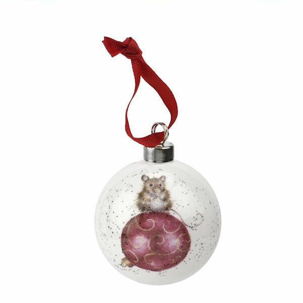 Royal Worcester Wrendale Designs - Christmas Decoration - Not a Creature was Stirring Mouse