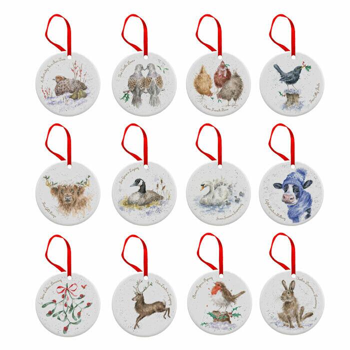 Royal Worcester Wrendale Designs - 12 Days of Christmas Decorations