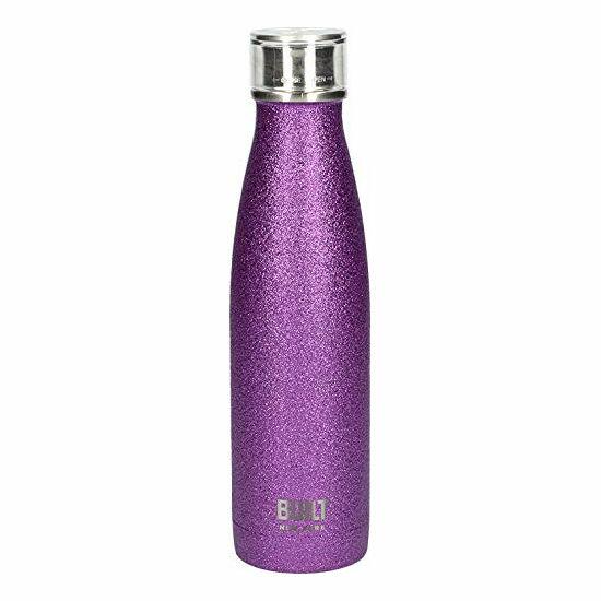 Built Double Walled Stainless Steel Water Bottle 17oz 500ml Purple Glitter