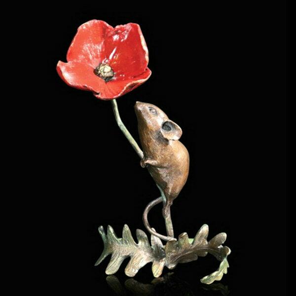 Richard Cooper - Bronze Hand Painted Mouse with Poppy Limited Edition