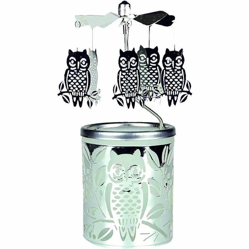 Kerzenfarm Carousel Metal & Glass Owl Tealight Holder