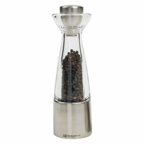 T&G - Stockholm Pepper Mill In Clear Acrylic & Brushed Stainless Steel
