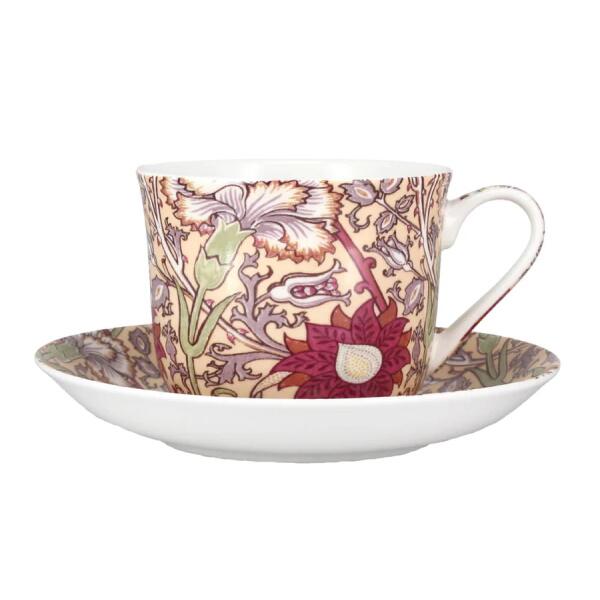 Heritage Bone China - Large Breakfast Cup & Saucer - William Morris Rose Gift Boxed