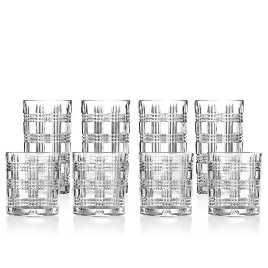 Klink London Fulham Crystal Glass Tumbler & Highball Set of 8