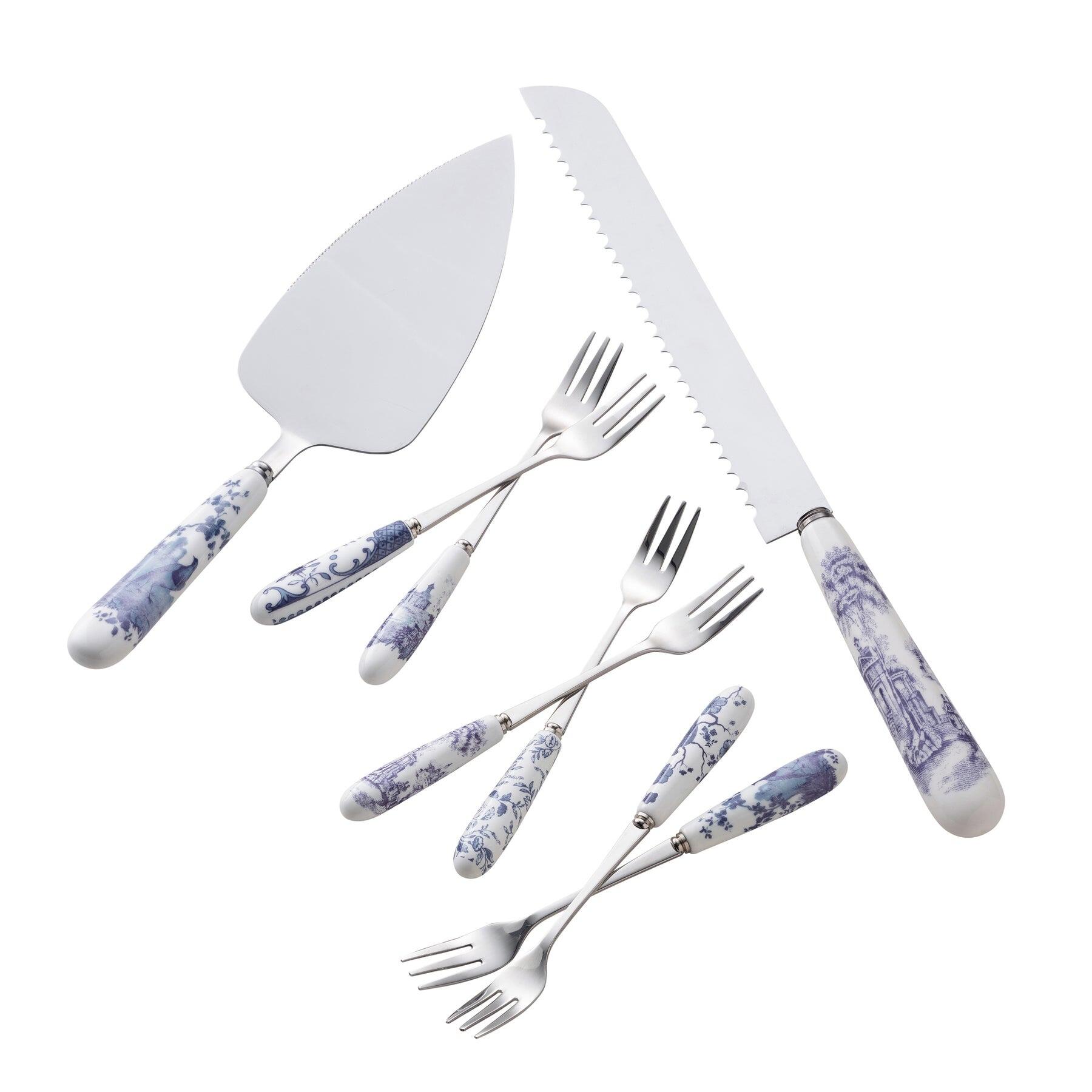 Aynsley Archive Blue Pastry Set 8 Pieces