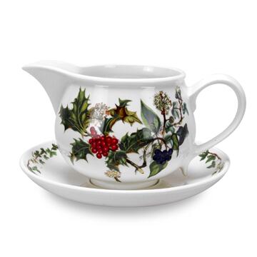 Portmeirion Holly & Ivy Gravy Boat & Stand