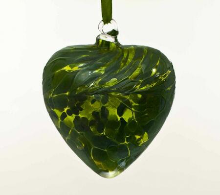 Amelia Art Glass Friendship Birthstone Heart - Medium - Emerald - May