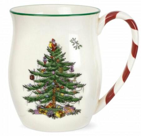 Spode Christmas Tree Mug with Peppermint Handles - Set of 4