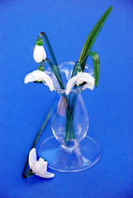 Suffolk Glass Snowdrops Tall - Small Coloured
