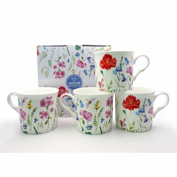 Heritage Bone China - Spring Flowers Mugs - Set of 4