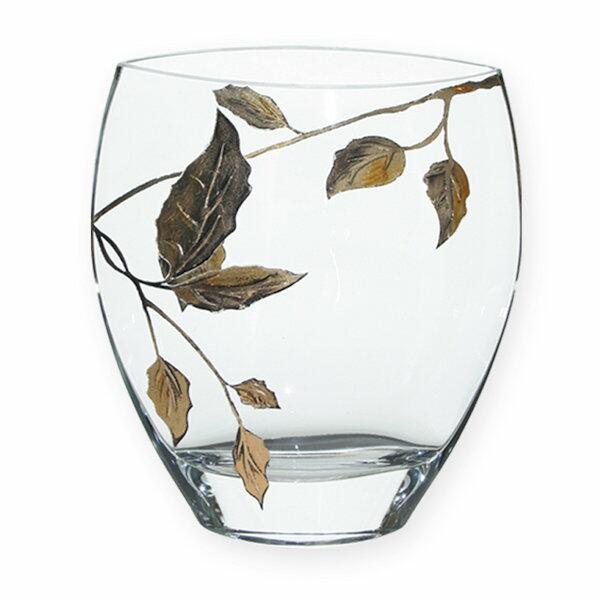 Nobile Glass Gold Leaf Curved 21cm Vase