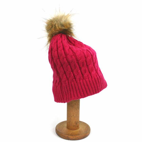 Bobble Pom Pom Hat with Cosy Lining - Pink