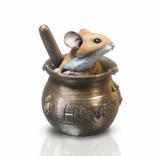 Cold Cast Bronze Hand Painted Mouse in Honey Pot by Michael Simpson