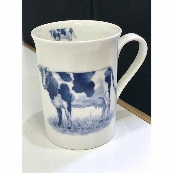Blue Farm Pig Cow Sheep Duck Goose Cockerel Mugs Set of 6