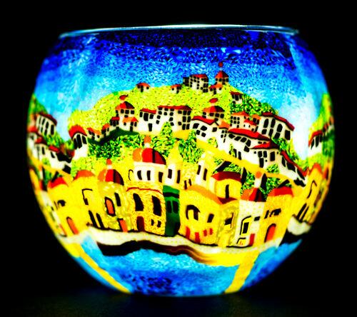 Benaya Hillside Town Light Glass Tealight Holder