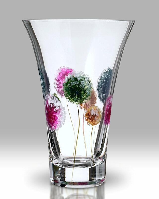 Nobile Glass PomPom Dahlia Flared Vase 19cm
