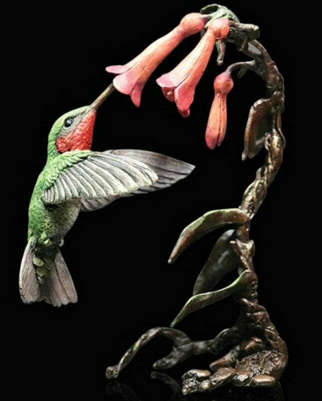 Bronze Hand Painted Hummingbird - In Wooden Box Limited Edition 150