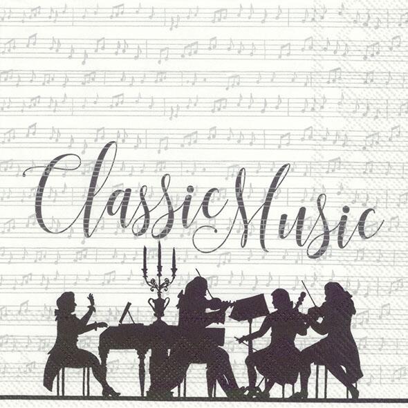 IHR - Napkins - Luncheon - Classic Music White Silver
