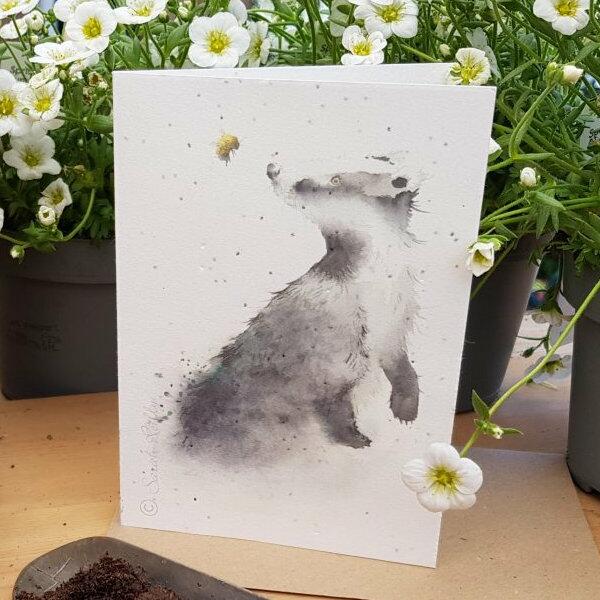 Badger and Bee Plantable Card